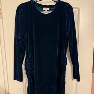 CALVIN KLEIN Velvet Side-Ruched Sheath Dress - Size 16